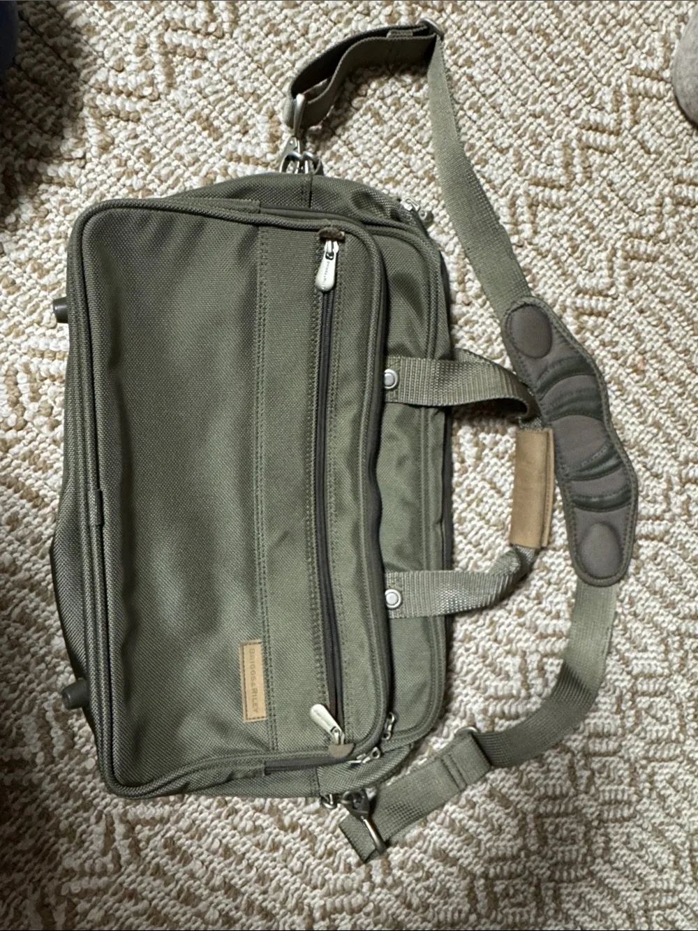 Briggs & Riley Olive Green Men's Duffel Briefcase with Shoulder Strap